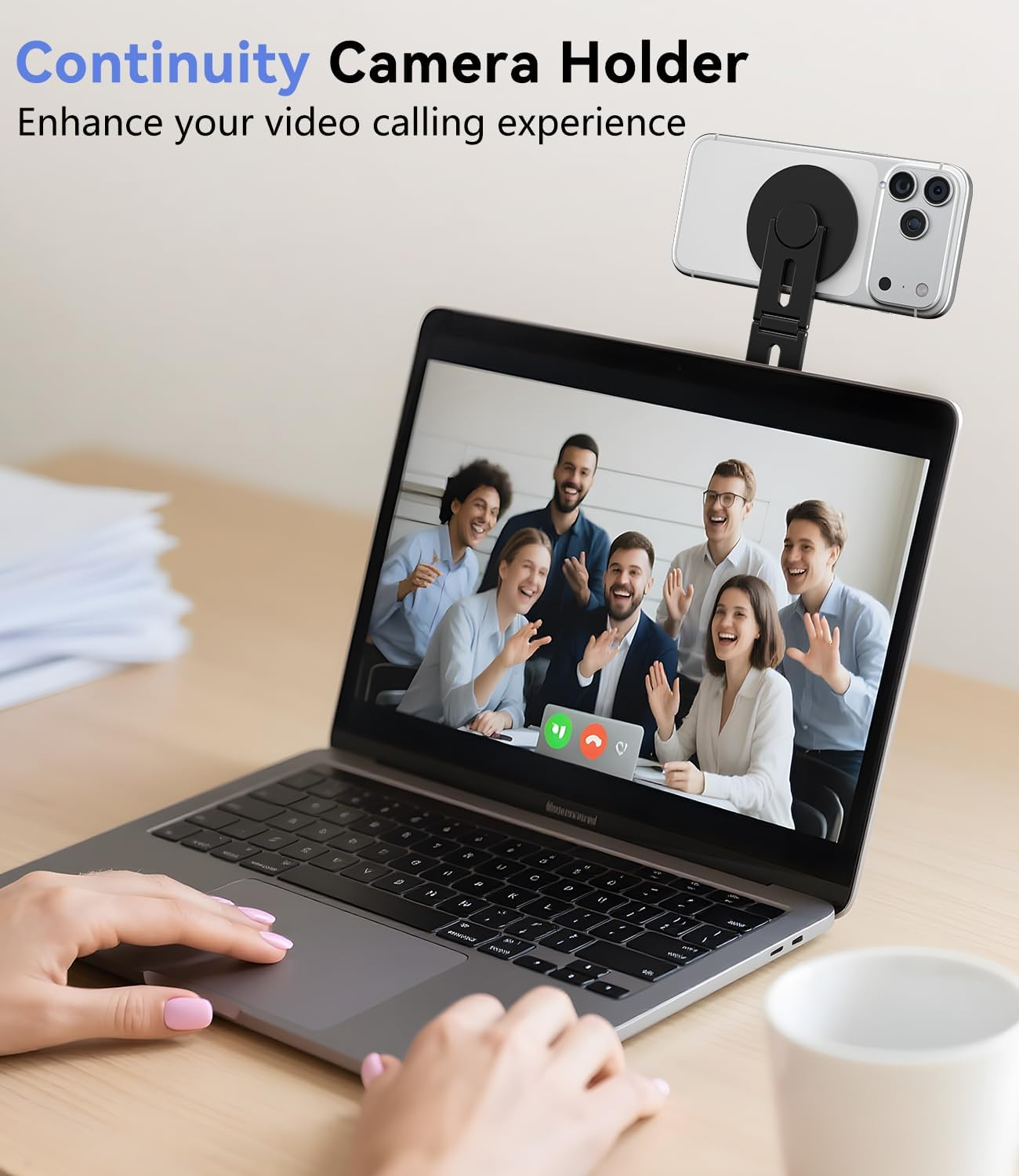 ALAFLY Magnetic Laptop Phone Holder Compatible with Magsafe Iphone, Dual-Axis 180&deg; Adjustable Side Phone Mount, Slim Portable Foldable Stand for Computer/Tesla/Monitor/Treadmill, Black image number 6