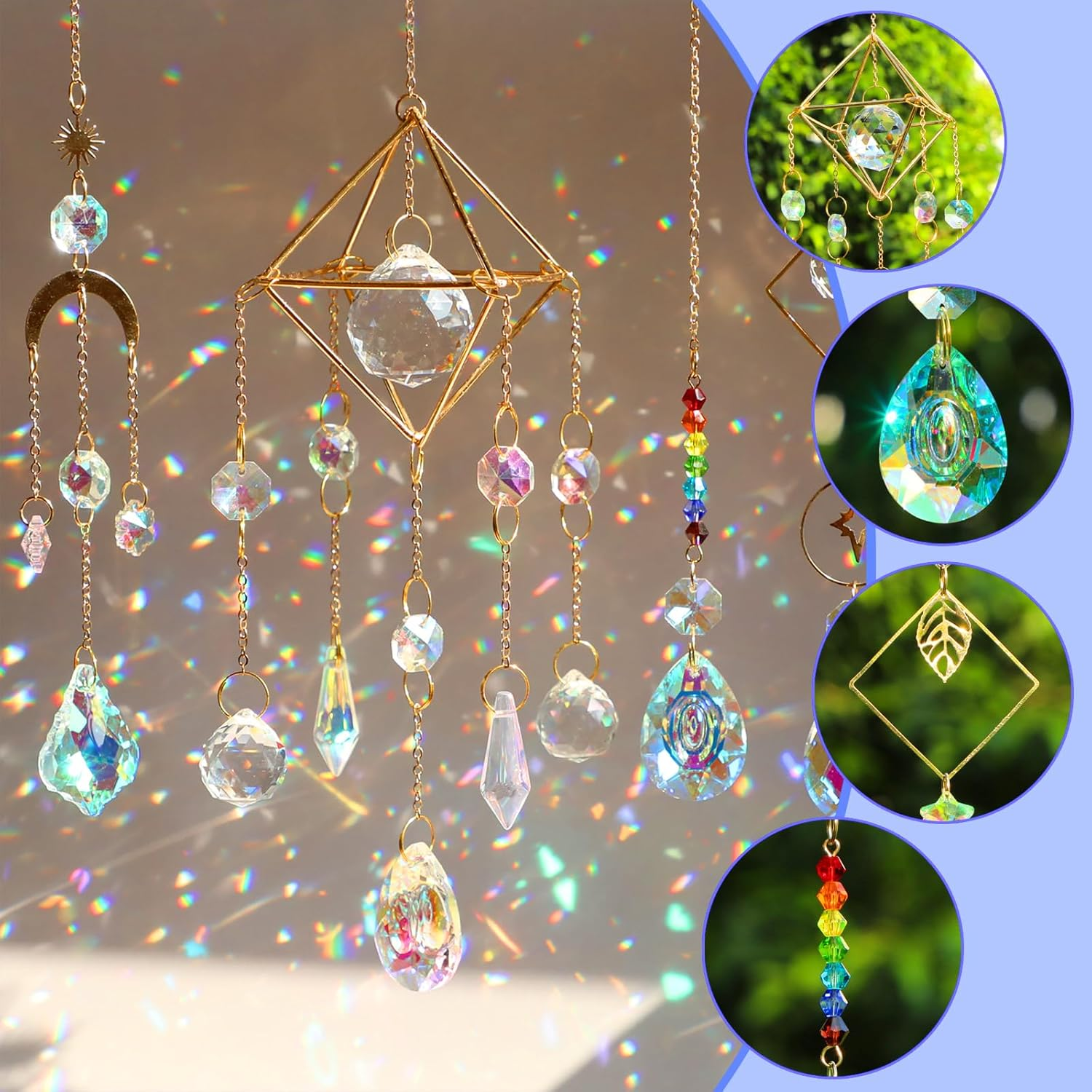 HYBEADS DIY Suncatchers, 400 Pcs Sun Catchers Making Supplies Kit Art and Crafts for Adults Prism Hanging Decorative Suncatcher with Crystals Rainbow Maker for Indoor Windows Office Home Decor image number 4