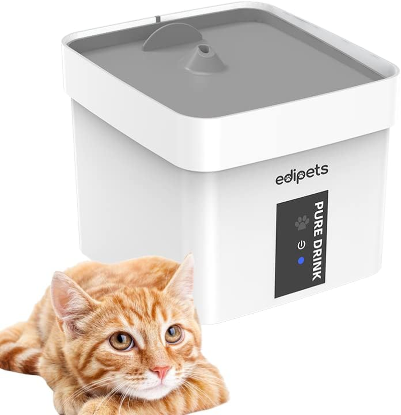 Edipets, Cat Fountain 1 Litre Capacity Automatic Drinker Silent Water Dispenser D024 Accessories Infrared Sensor Quiet with Carbon Filter (White) image number 1