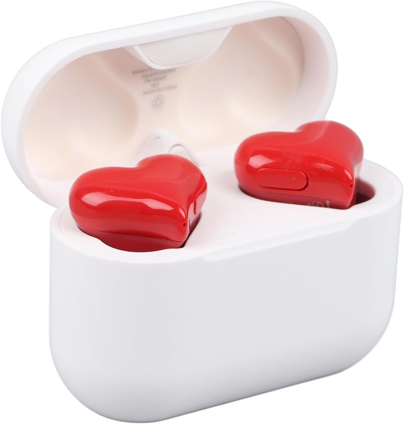Eacam Stylish Lightweight Noise Canceling Heart Shaped Hifi Surging Bass Wireless Earbuds with 3 Earbud Sizes for Cell Phones, Computers and More, PC, ABS Material, Ships with Built image number 4