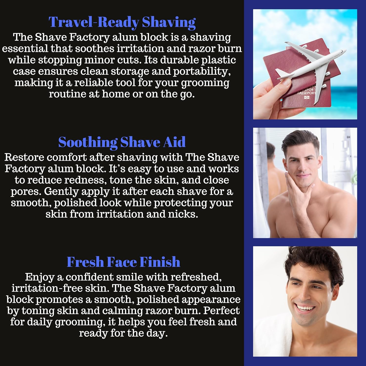 American Razor Blades Alum Block Aftershave Solution for Shaving Razor Burn Relief in Plastic Case 3.53 Oz. 100Gr. image number 5