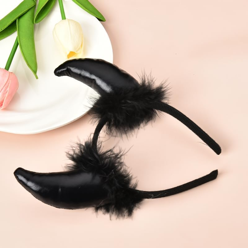 Devil Halloween Costume Headbands for Women Black Demon Devil Horns Headband Fashion Gothic Headbands for Women'S Hair Accessories Headband Punk Scary Halloween Decorative Hair Bands for Women Cosplay image number 5