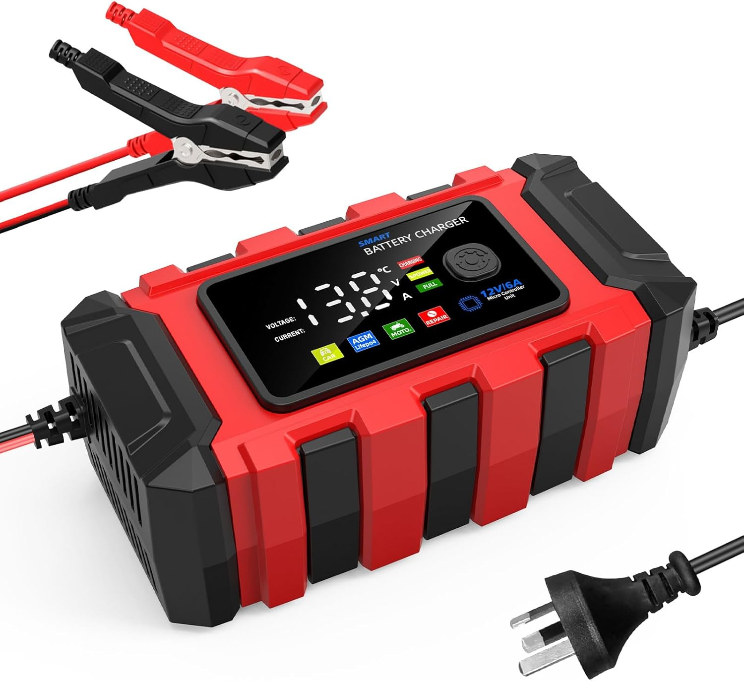 6 Amp Car Battery Charger, Smart Battery Trickle Charger Automotive 12V Battery Maintainer Desulfator for Car Truck Motorcycle Lawn Mower Marine Lifepo4 Lead Acid Batteries image number 3