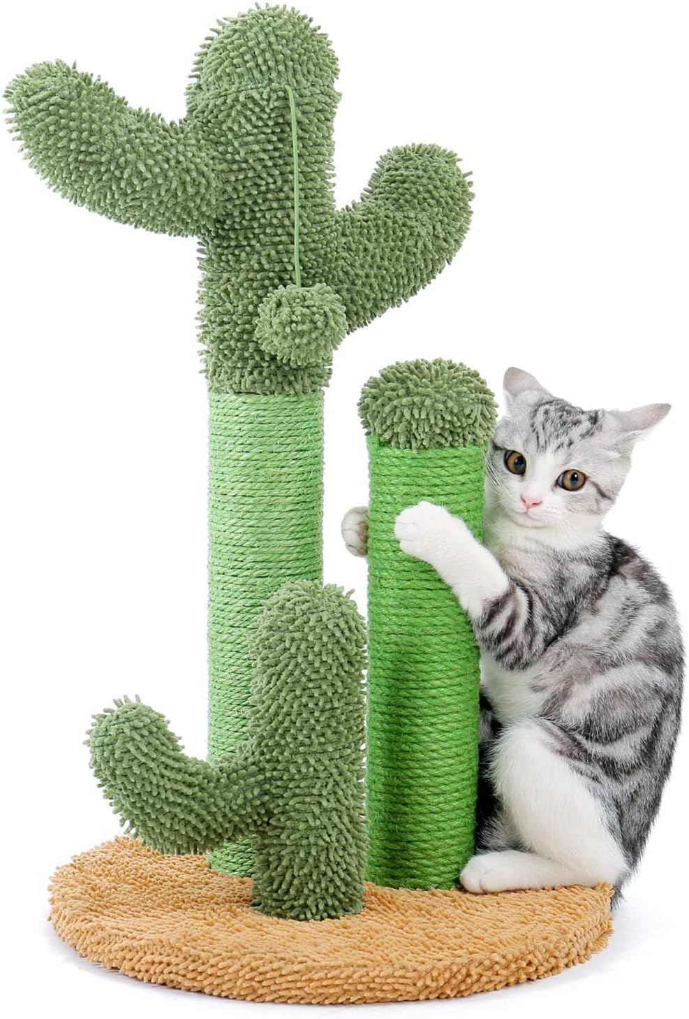 Cozioz Cactus Cat Scratching Post - Medium 53Cm - 3 Scratching Poles with Interactive Dangling Ball ，Cat Tree image number 1