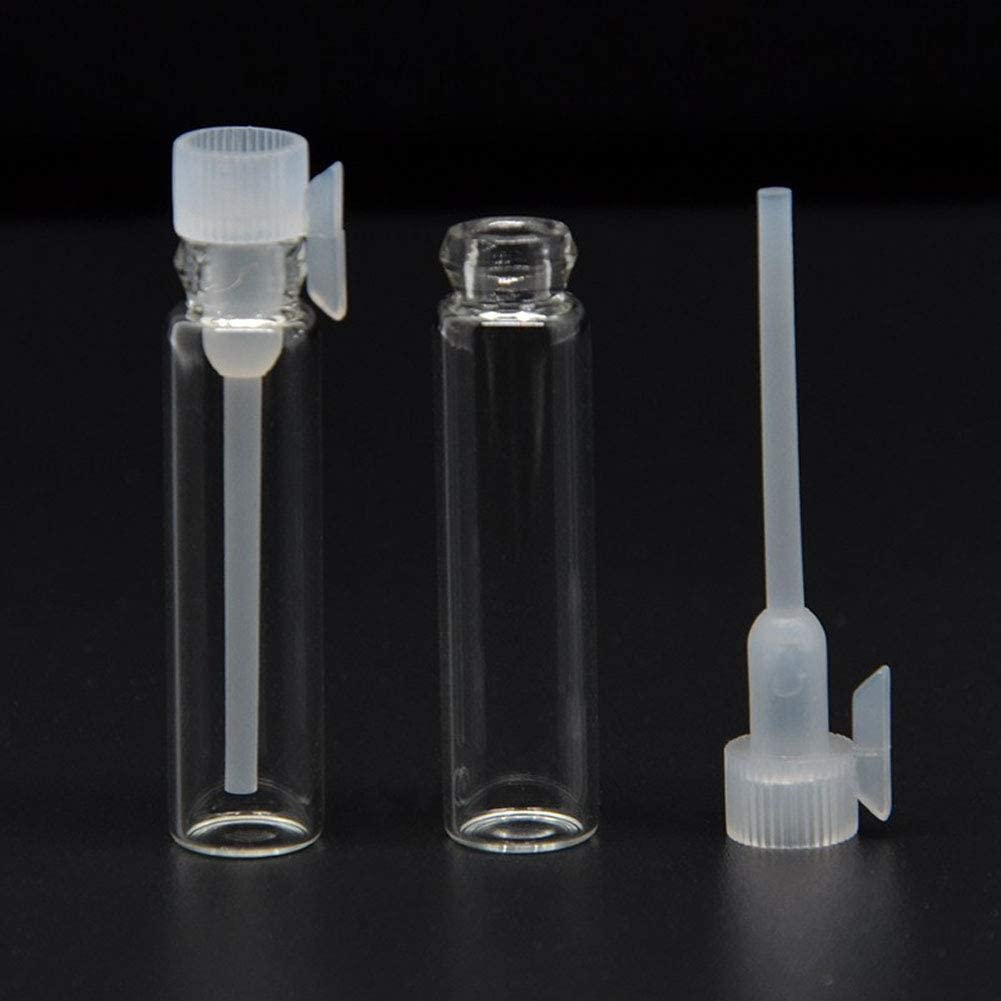 100 Pcs Empty Perfume Sample Bottles Mini Glass Refillable Sample Vial Containers with Clear Cap for Aromatherapy, Essential Oil, Fragrance and Liquid (1Ml) image number 2