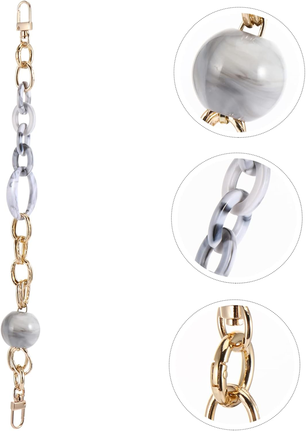 SHINEOFI Retro Acrylic Bag Chain Stylish Decorative Purse Strap for Women Lightweight Resin Replacement Accessory for Unique Handbags and Travel Bags - Multi image number 2