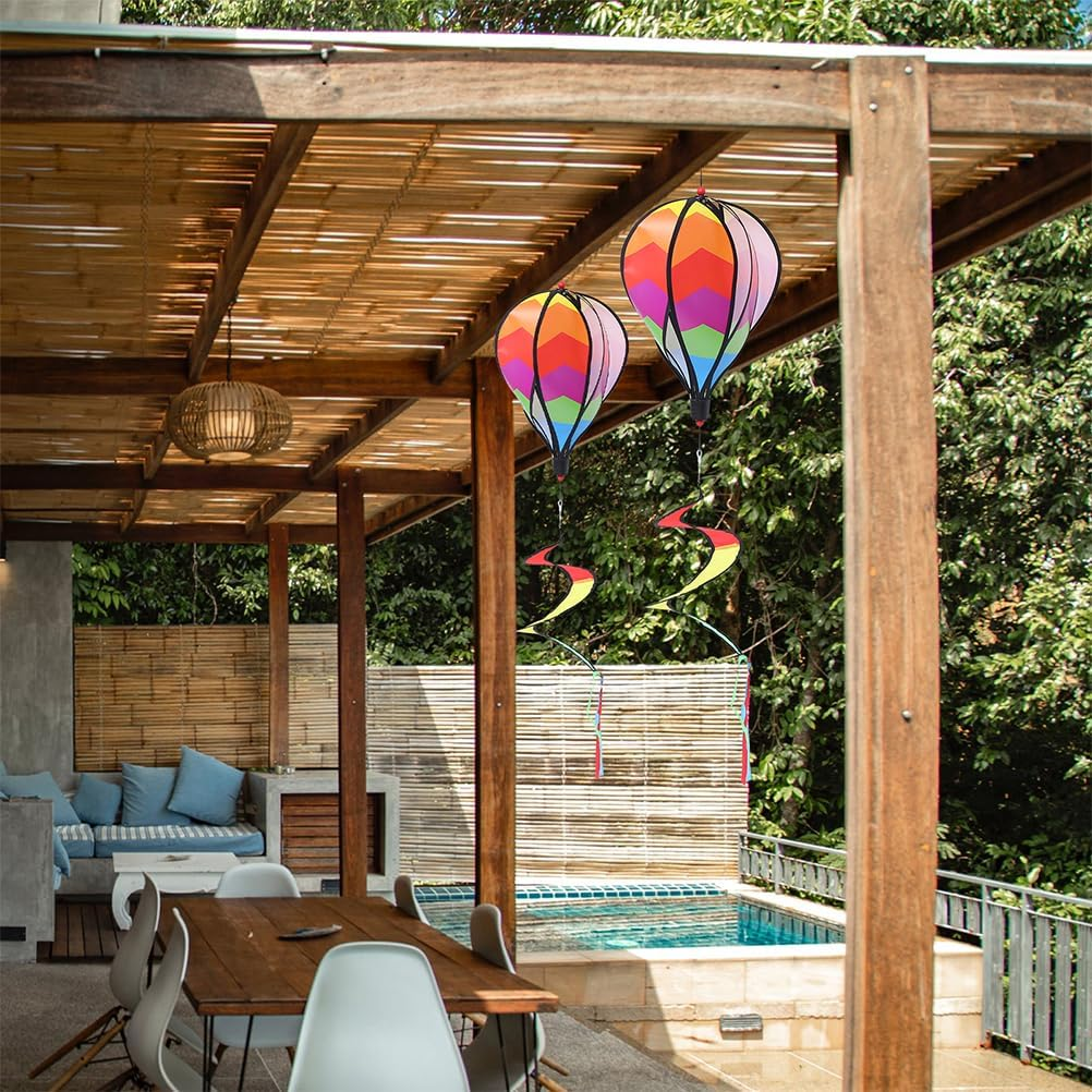 3Pcs Colorful Wind Stripe Ornament Hanging Wind Windmills Air Balloon Windsock Hot Air Balloon Wind Outdoor Hot Air Balloon Hanging Decor to Rotate Cloth Accessories Spiral