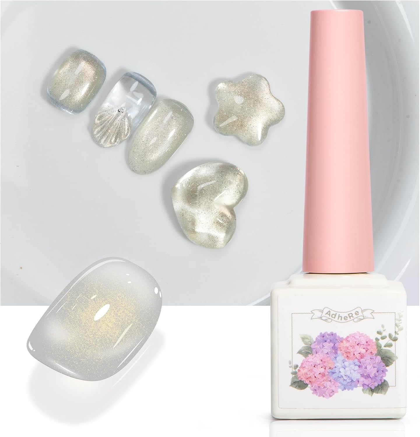 ADHERE Galaxy Cat Eye Series - 12Ml Cat Eye Gel Nail Polish 1Pc Holographic Magnetic Gel Polish, Soak Off, for Manicure Salon DIY at Home (Gold Calendula)