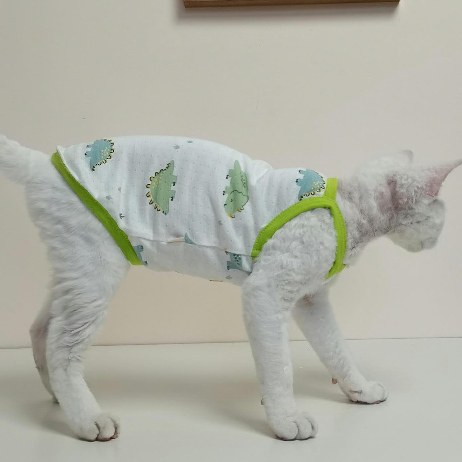 IUOUTG Sphynx Cats Shirt Pure Cotton Hairless Cats Clothes Cute Summer Thin Cat Pullover Vest Cats Pajamas with Cartoon Print Kitten Sling Vest for Sphynx Devon Cornish Peterbald image number 4