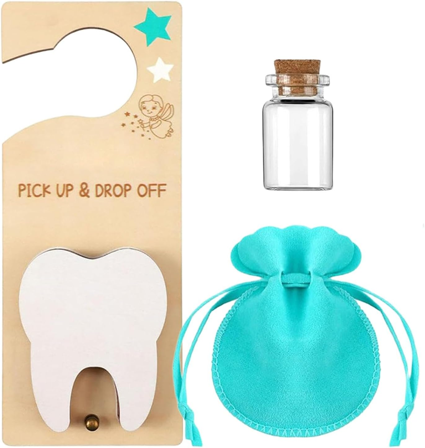 Tooth Fairy Door Hanger with Money Slot | Tooth Fairy Tooth Holder Bag,Tooth Fairy Tooth Holder for Lost Teeth,Velvet Pouch Tooth Fairy Box for Lost Teeth Boy Girl Encourage Gift