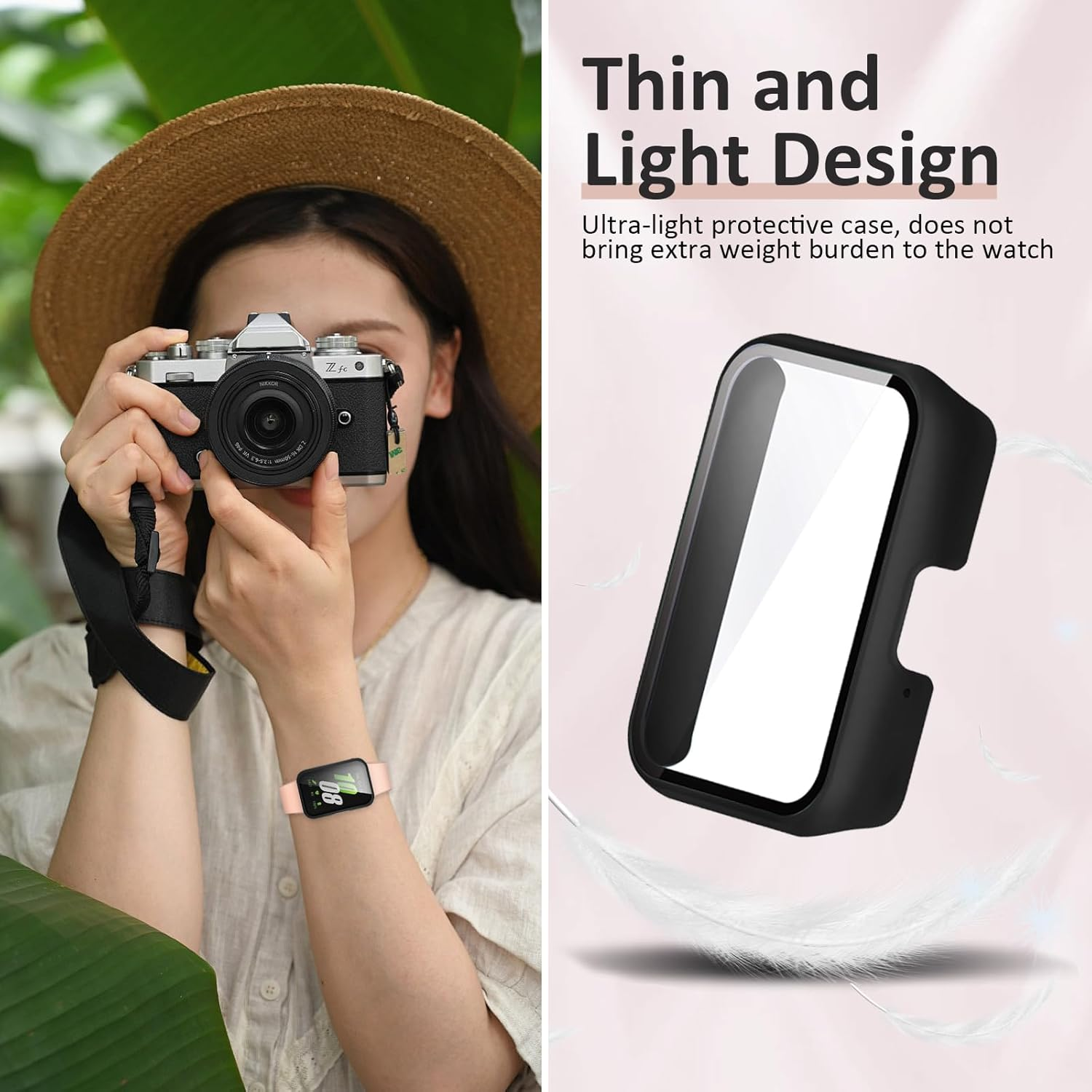 [2 Pack] Hard PC Cases for Samsung Galaxy Fit 3 Cases, Full Coverage All-Around Protective Bumper Cover for Galaxy Fit 3 Screen Protector Case Accessories - Black + Black image number 5