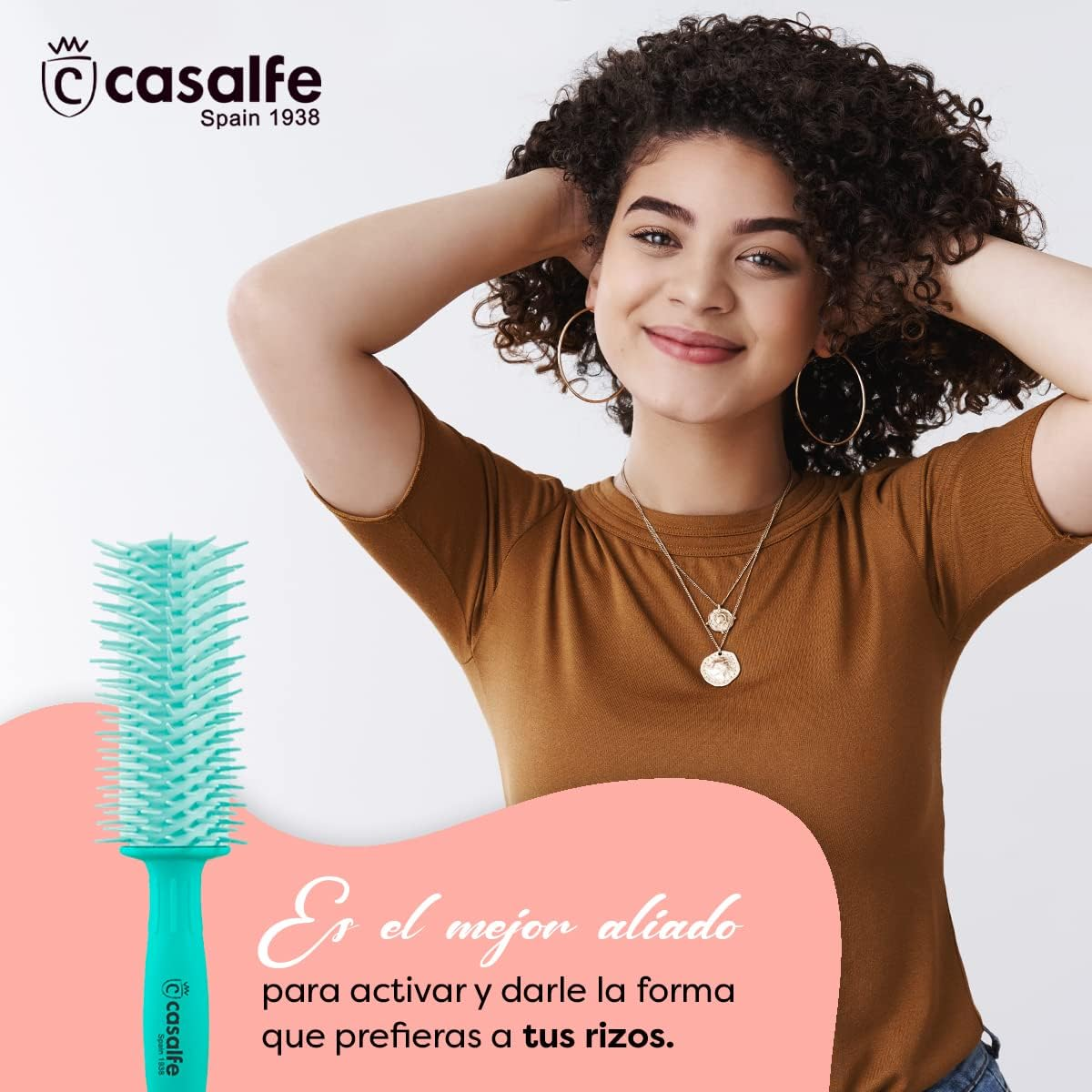 Casalfe Pro Curly Anti-Pull Brush for Curly/Rebel Hair, Hair Brush with Flexible Picks and Textured Nano, Prevents Hair Breakage, Tiffanys Colour image number 6
