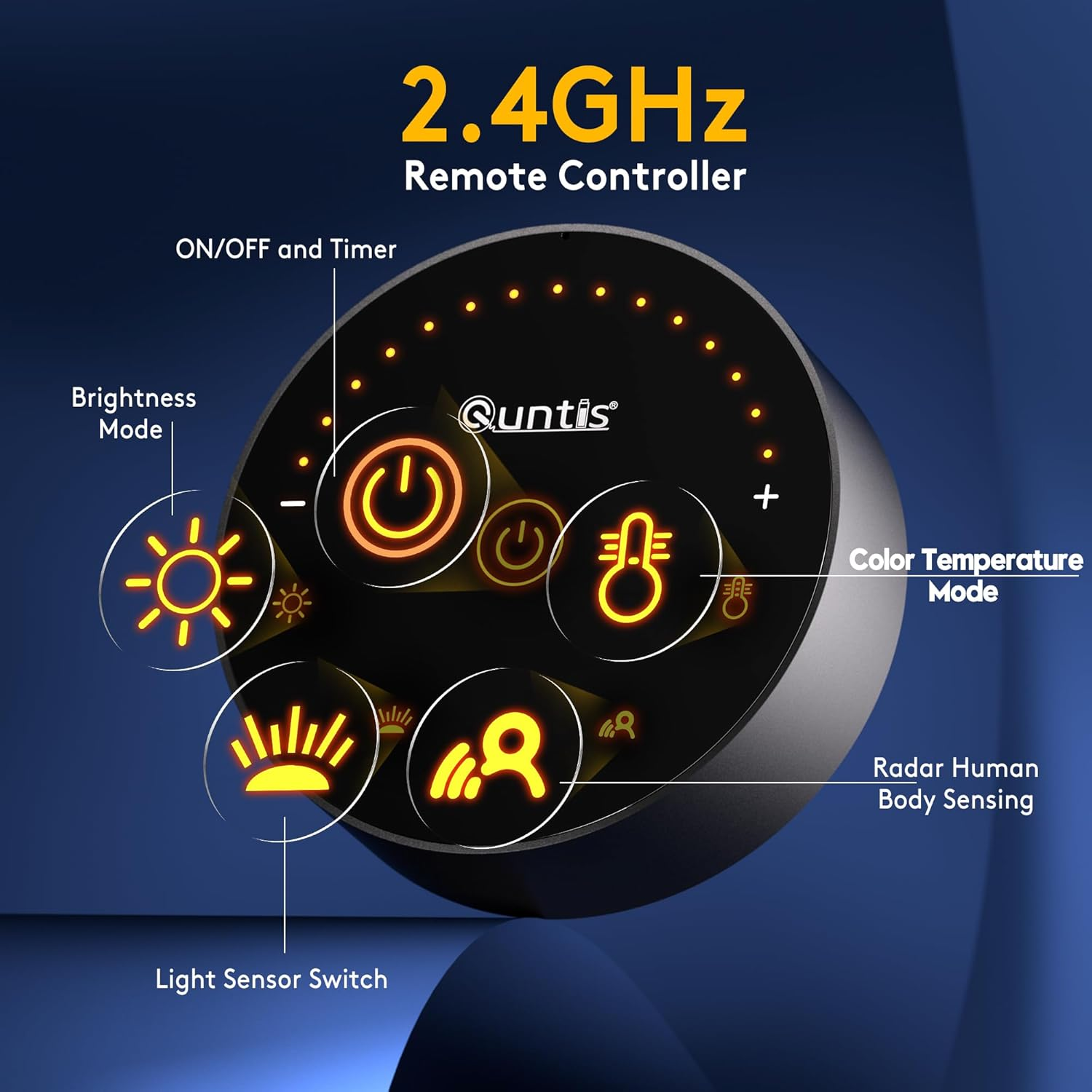 Quntis Screen Light Bar, Radar Motion Sensor & Camera Base, Remote Control Monitor Lamp with 5 Colors & Dimming, 52Cm Eye-Care Desk Lamp for Gamer Designer Home Office, Fit Curved & All Screens image number 2