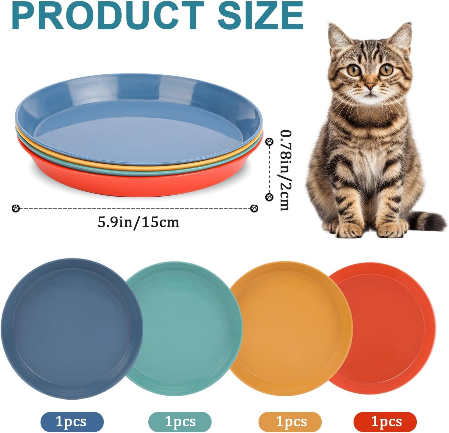 Pack of 4 Cat Food Bowls, Flat Cat Food, Flat Cat Bowls, Whiskers, Fatigue-Free, Cat Food Bowls for Food and Water, Cat Bowl for Kittens and Short-Legged Cats - Pack Of 8 image number 6