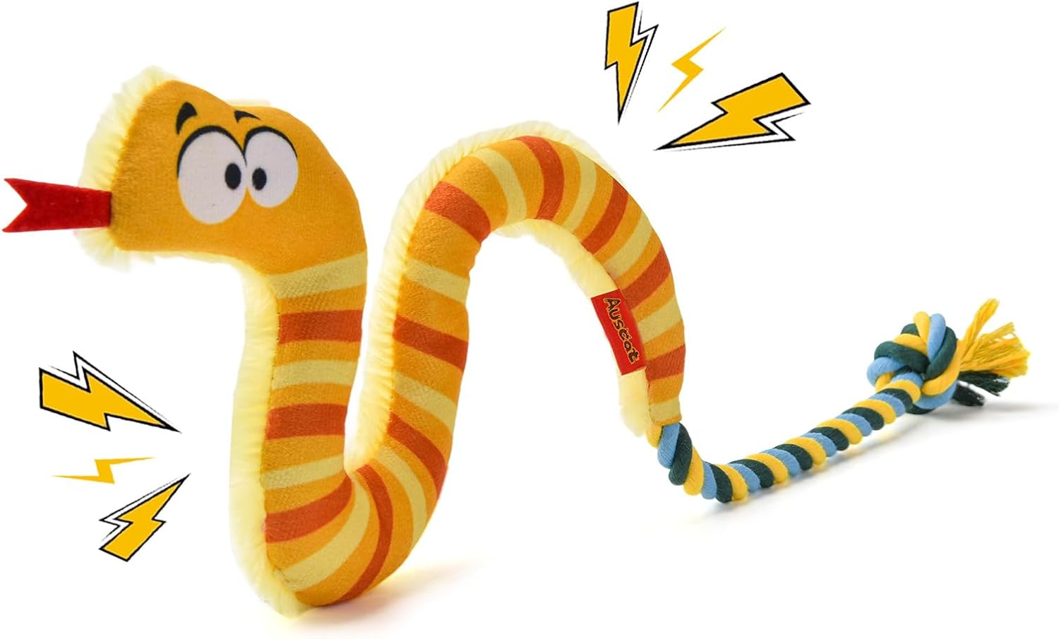 AUSCAT Squeaky Plush Dog Toys, Dog Rope Toy, Tug Toys for Small Medium Dogs, Snake