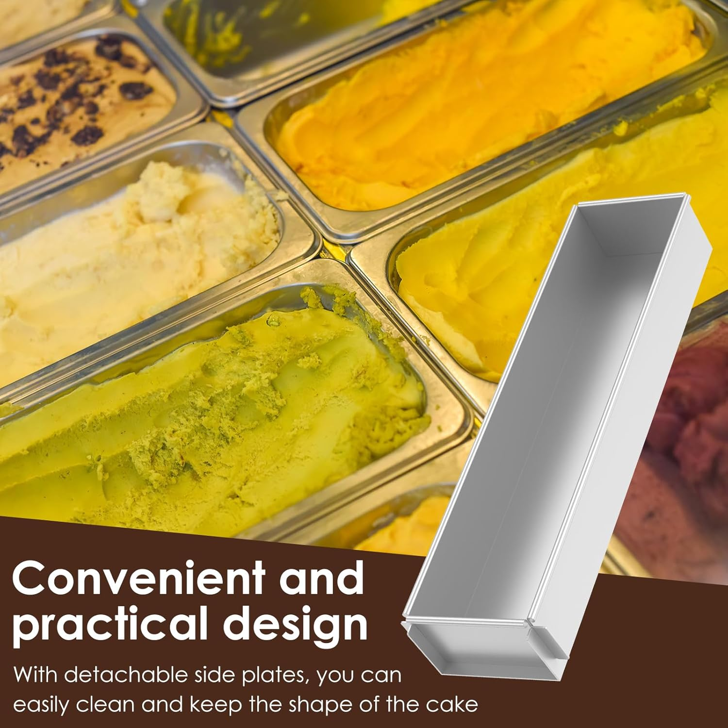 Rectangle Cake Pan - Nonstick Tiramisu Pan, Cake Baking Tray, Tiramisu Dessert Making Molds, Multifunction Cheesecake Pan, Mousse Cake Mold for Tiramisu Cheesecake (A Set) - A Set image number 2