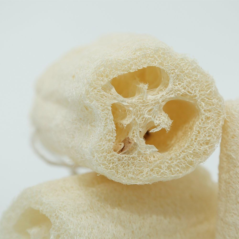 4-Inch Natural Loofah Sponge, Pack of 4 Plant-Based Body Scrubbers for Exfoliating Skin & Dishes image number 2