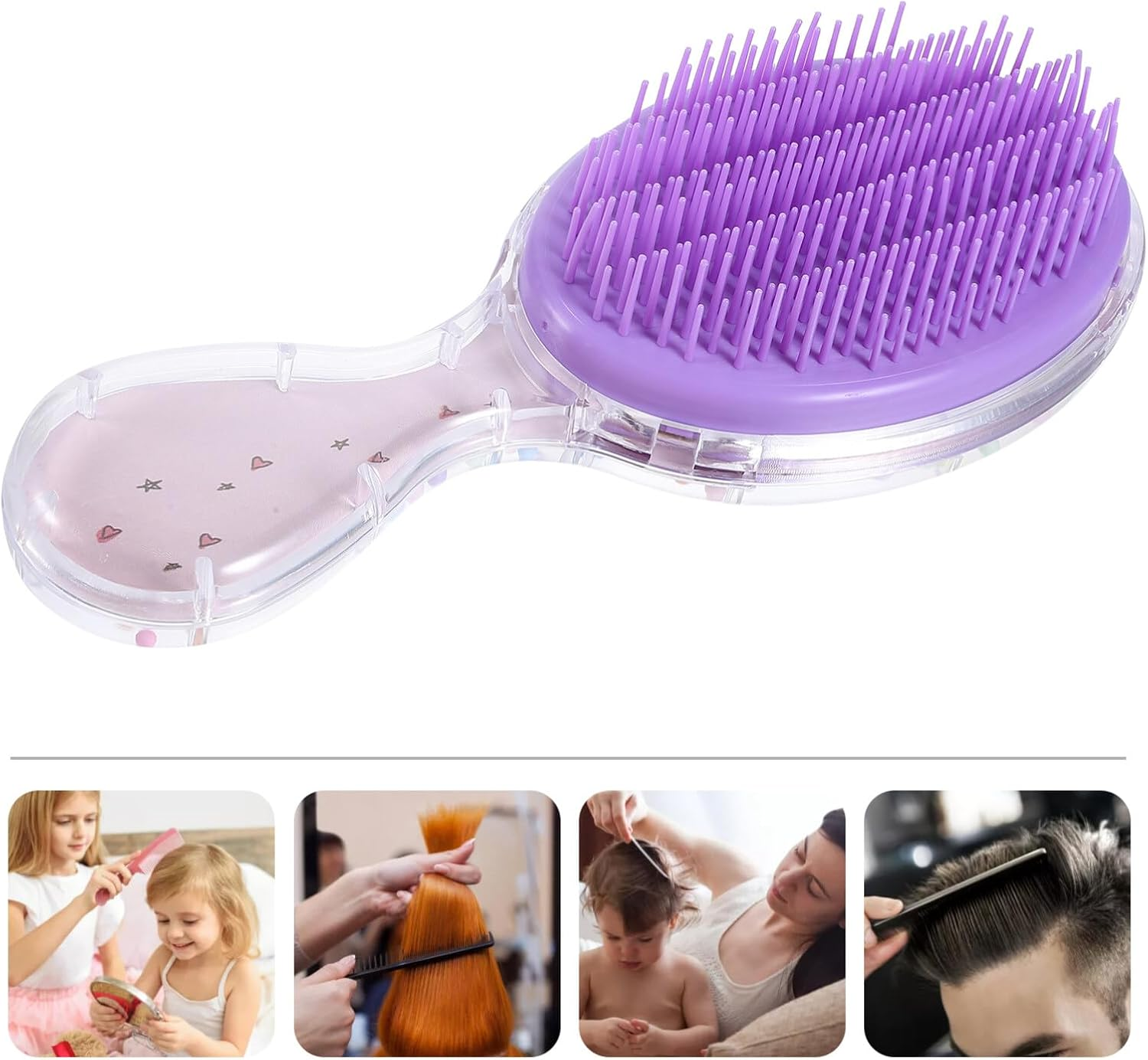 FOMIYES 2Pcs Portable Hair Brush for Little Girls Cute Detangling Hair Brush for Travel Lightweight Easy to Use for Home Go Smooth Gentle Scalp - Blue image number 7