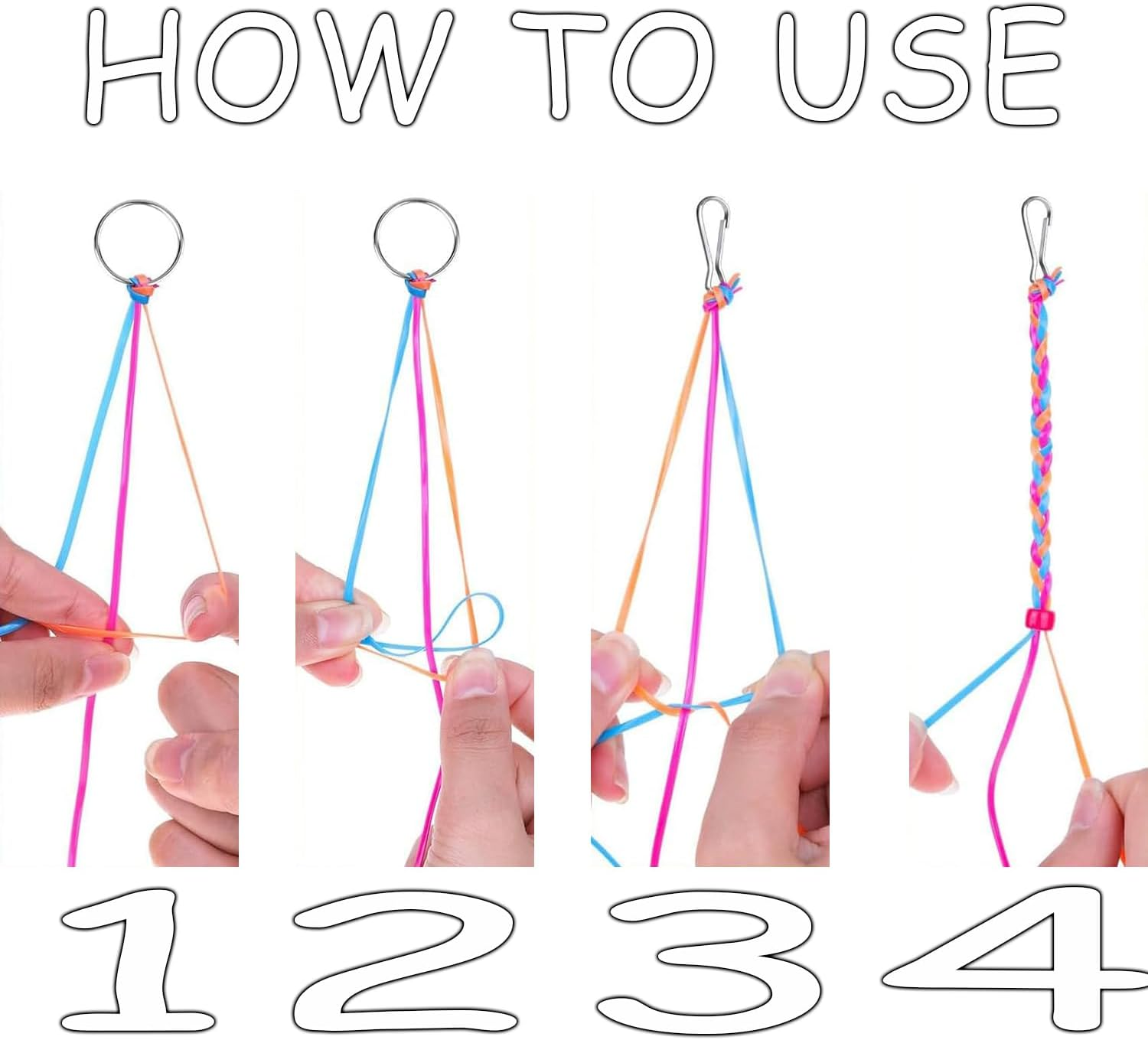 WEZCHUGHAOL 200Pcs Braided Strings Bundle, 20 Colors Plastic Bands for DIY Jewelry Making &ndash; 20 Metal Rings & 20 Hooks, Craft Supplies for Bracelets, Necklaces, Friendship Bracelet Kits image number 3