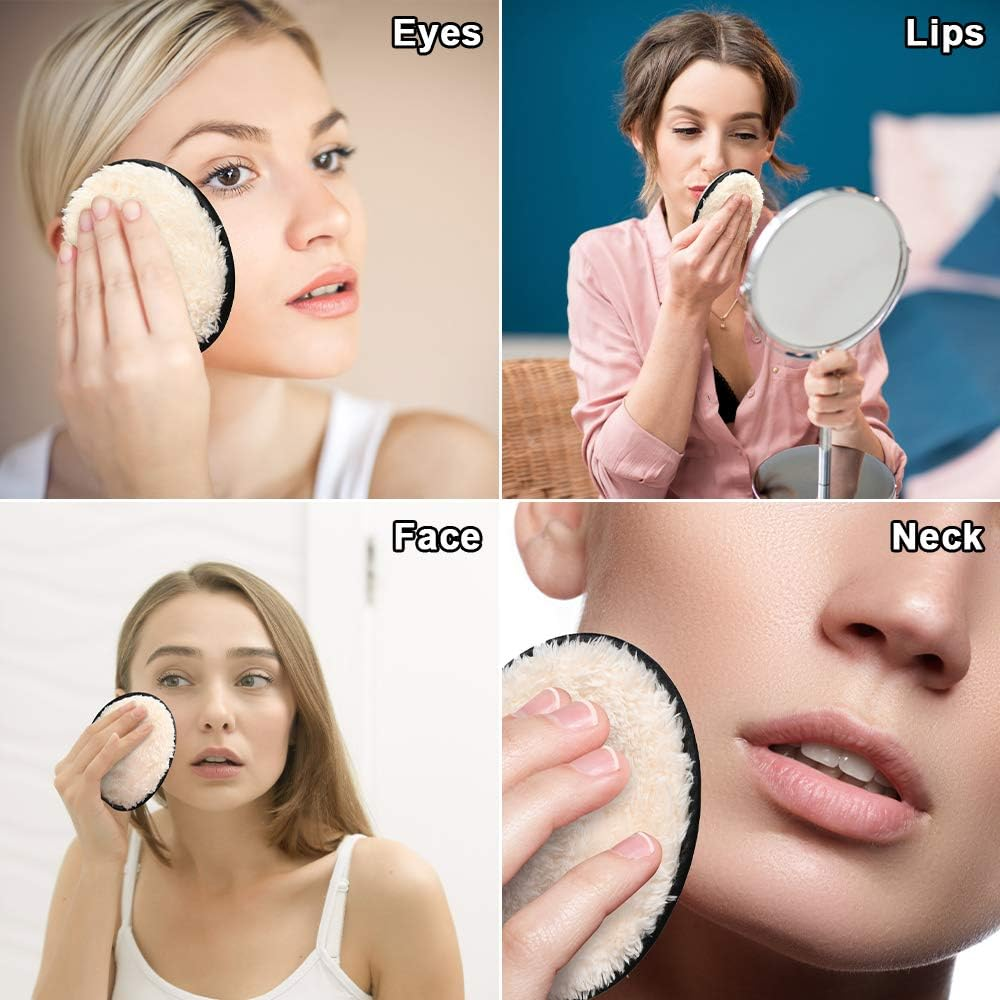 URAQT Makeup Remover Pads, 4 Pack Reusable Large Double-Sided Face Cleansing Cloths, Washable Microfibre Cotton for Eyes, Suits All Skin Types image number 3