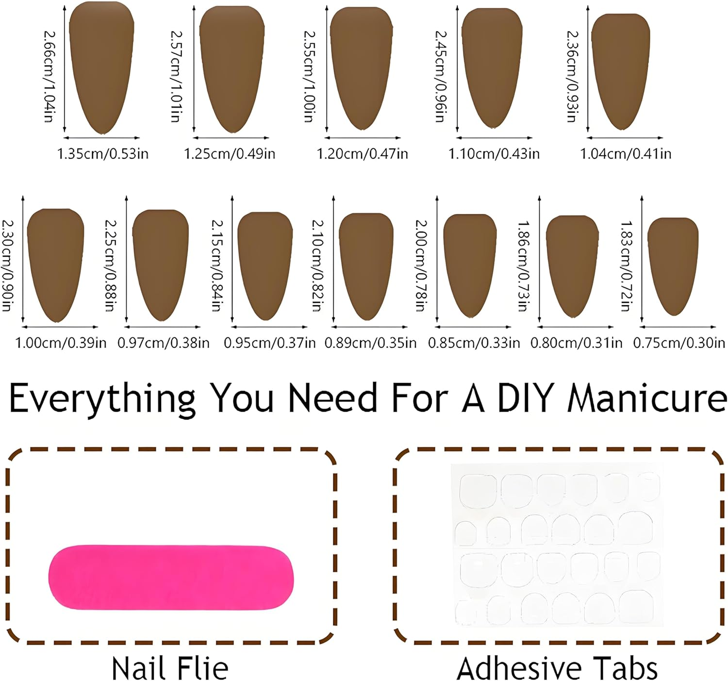 Press on Nails, 48Pcs Acrylic French Full Cover False in Nude Color Two Styles of Almond Fake Nails for Women and Girls, Ideal for Daily Decoration and Easy DIY