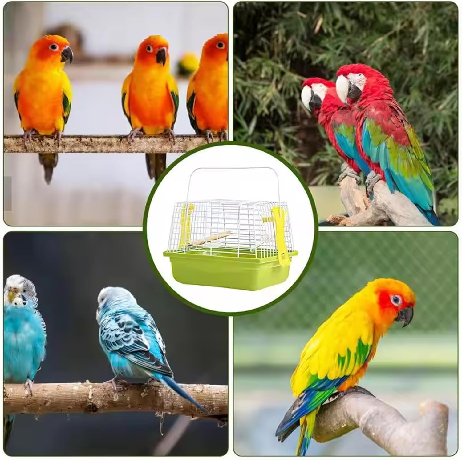 Bird Travel Cage Portable Bird Travel Cage with Handle and Bottom Net, Easy to Assembly for African Grey Conure Cockatiel Lovebird Finch Canary image number 2