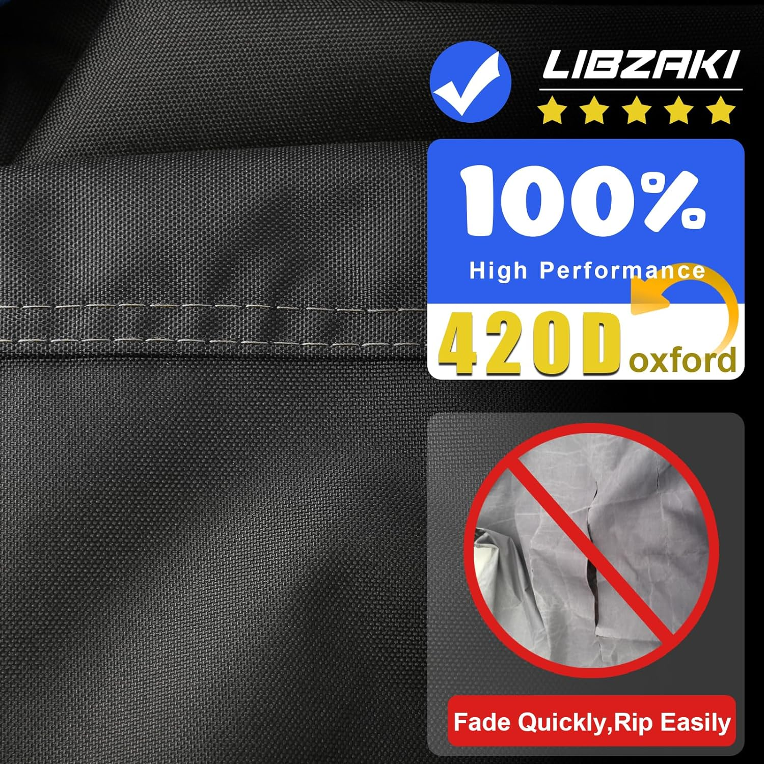 LIBZAKI Motorcycle Cover 96" XXL Vehicle Cover/Gray image number 6