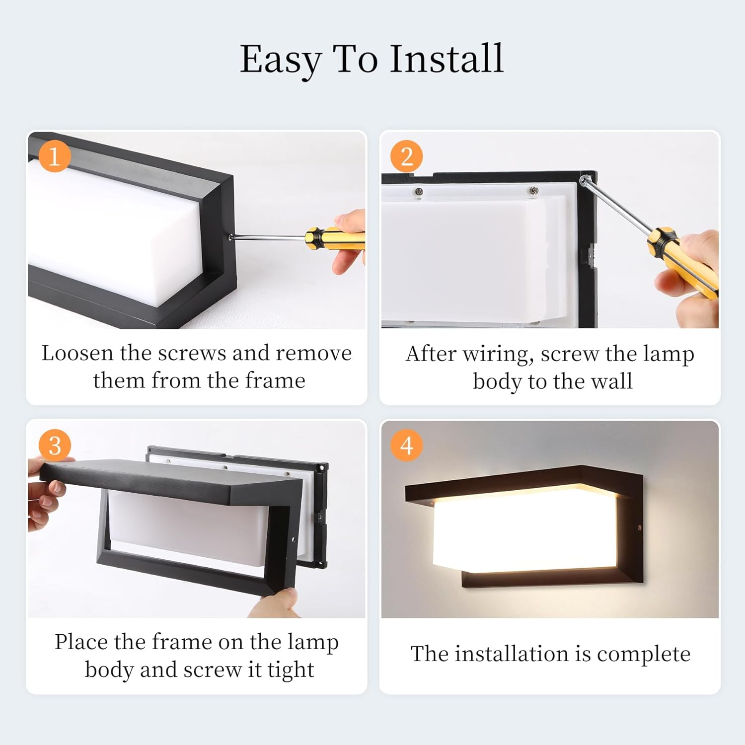 18 W Outdoor Wall Lamp 3000 K, IP66 Waterproof LED Rectangular Illumination for Balcony, Street, Garage, Patio, Corridor, Garden, 2 Pieces image number 1