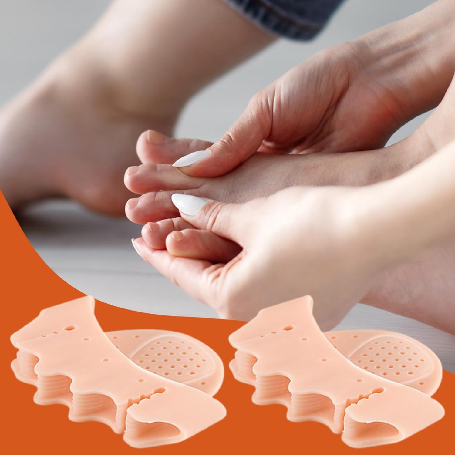 Toe Separator | 2X Silicone Toe Straightener | Forefoot Half-Size Pad Foot Corrector Cushion for Men Women Daily Use Exercise Dancing Walking Running High Heels Pedicure Home