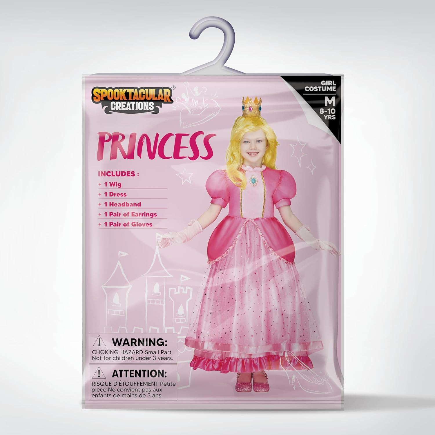 Spooktacular Creations Halloween Pink Princess Dress, Kids Princess Dress Up, Peach Crown Costume for Girls Birthday image number 6