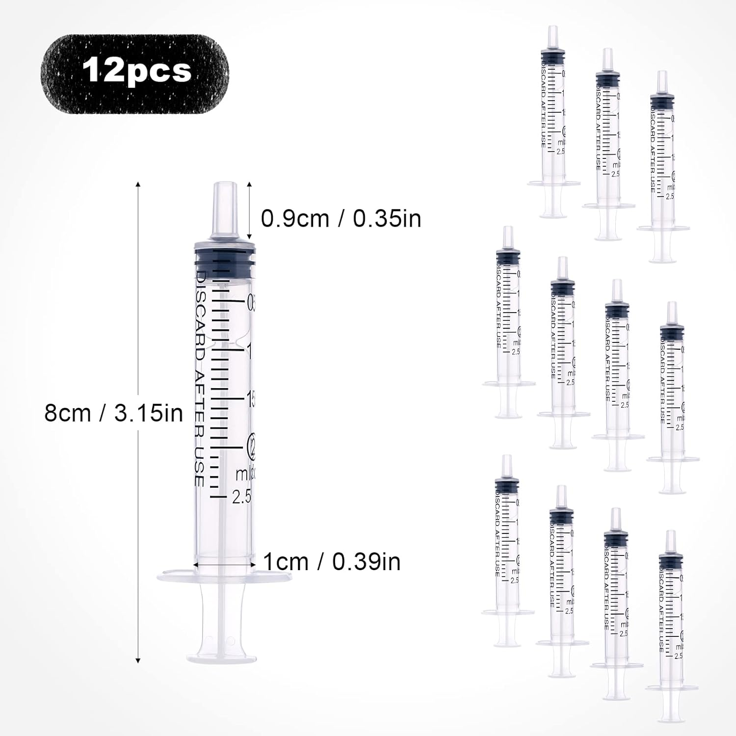 LUTER 12 Pieces 2Ml Plastic Syringes, No Needle Plastic Syringe with Measurement for Scientific Experiment Dosing Fluids Measuring Pets Feeding image number 2