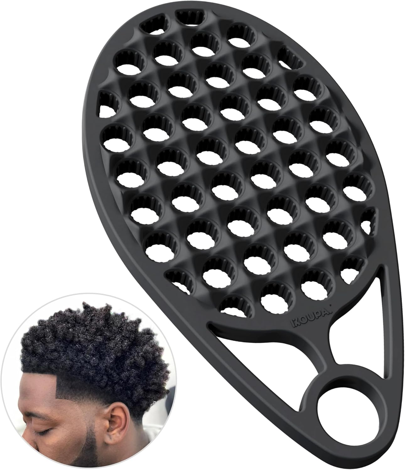 KOUPA Magic Silicone Curly Hair Brush, One Piece Twist Curl Comb for Afro Curls, Washable Hair Tool for Men Women, Black, 1 Piece
