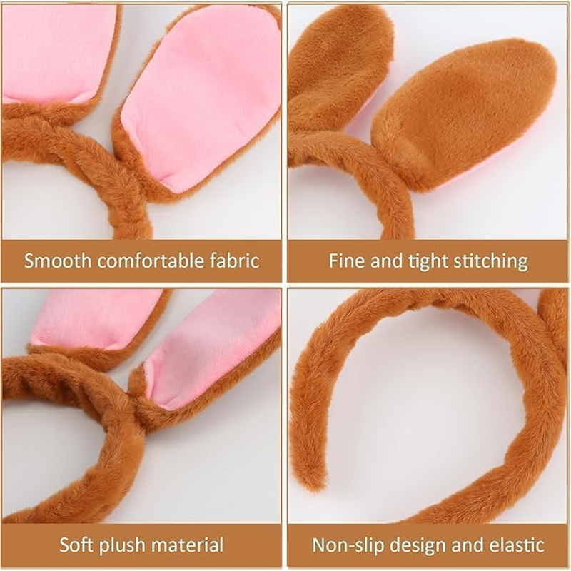 Bunny Ears Headbands, Furry Rabbit Ear Costume Accessories Cosplay Headwear Costume Hair Accessories for Easter & Halloween Birthday Party image number 5