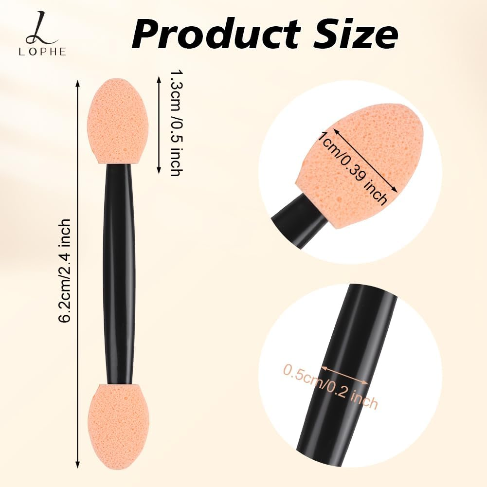 LOPHE 50PCS Sponge Eyeshadow Applicators, Disposable Beige Eye Shadows Sponge Brushes, Dual Sided Eyeshadow Brushes Eye Shadows Sponge Applicators Sticks for Eyeliner Makeup Arts Crafts Art Beauty image number 5