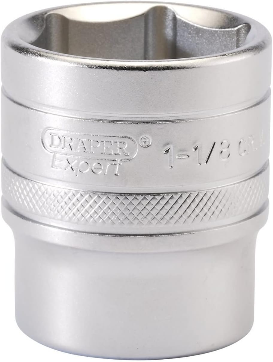 Draper 16636 1/2-Inch Square Drive Micro Satin Chrome Imperial Socket, 1.1/8-Inch Size image number 4