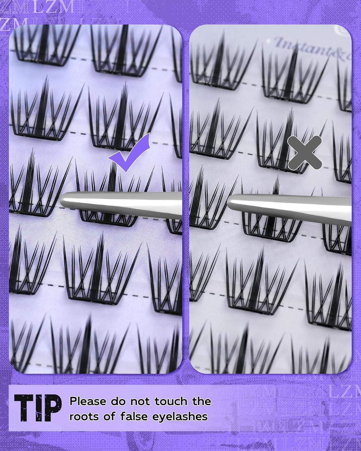 LZM Pre Glued Lash Clusters Self Adhesive Lash Clusters Kit with Tweezers Pre Glued Press-On Eyelashes No Glue/Remover Needed, Easy to Apply, Thin Band Eyelash Extensions image number 2