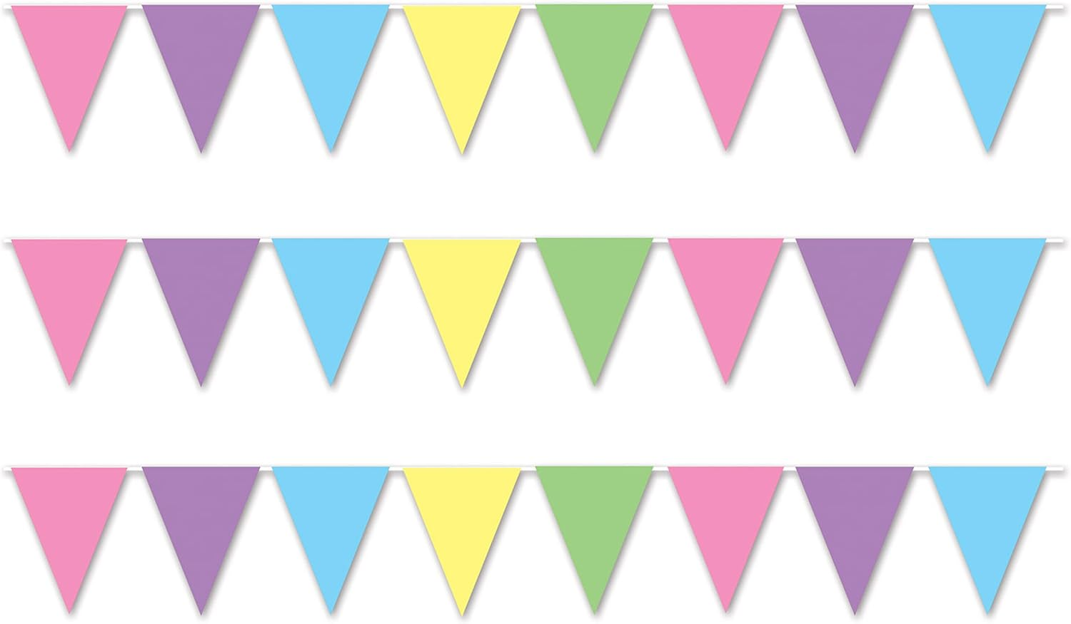Beistle 3 Piece Pastel All Weather Plastic Pennant Banners, Multicolored image number 3