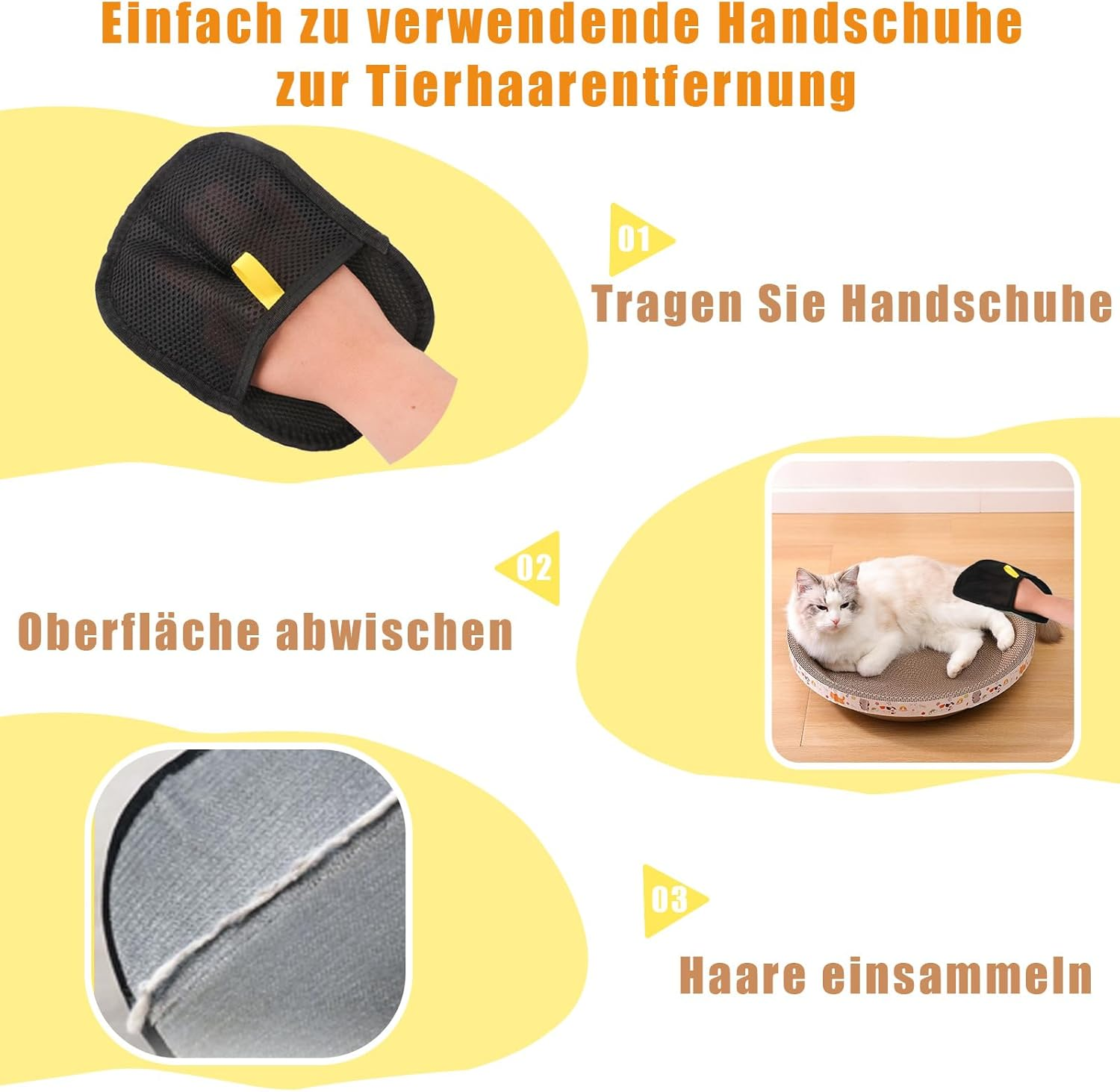 Zidoley Fur Magnet Pet Hair Brush Set, Double-Sided Fur Gloves, Lint Brush, Cat Hair Remover, Pet Hair Remover Glove, Clothes Brush, Dog Hair Brush, Cat Hair Brush, Cat Glove image number 3