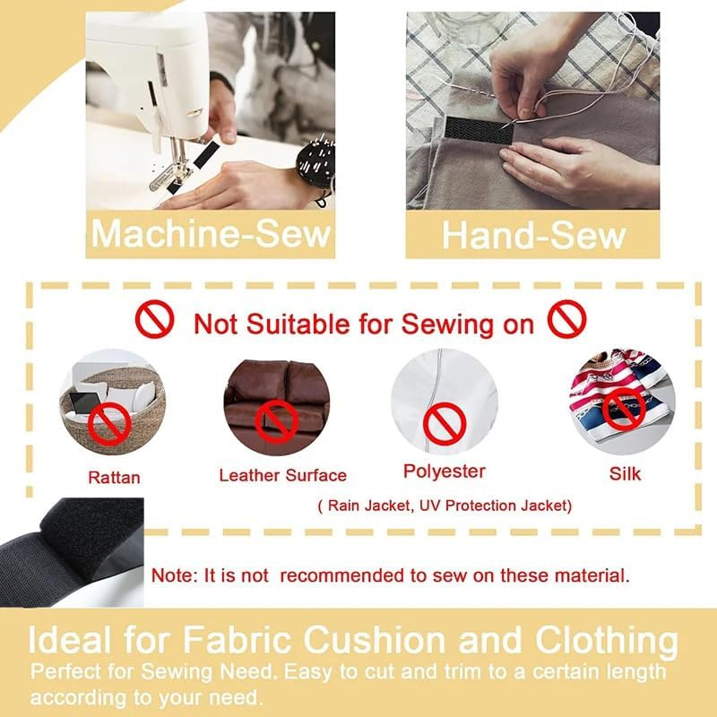 Sew on Hook and Loop Tape, 5CM X 5M Non-Adhesive Back Nylon Fabric Fastener, Heavy Duty Non Adhesive Fabric Tape for Crafts DIY and Sewing Projects around Home and Office image number 4