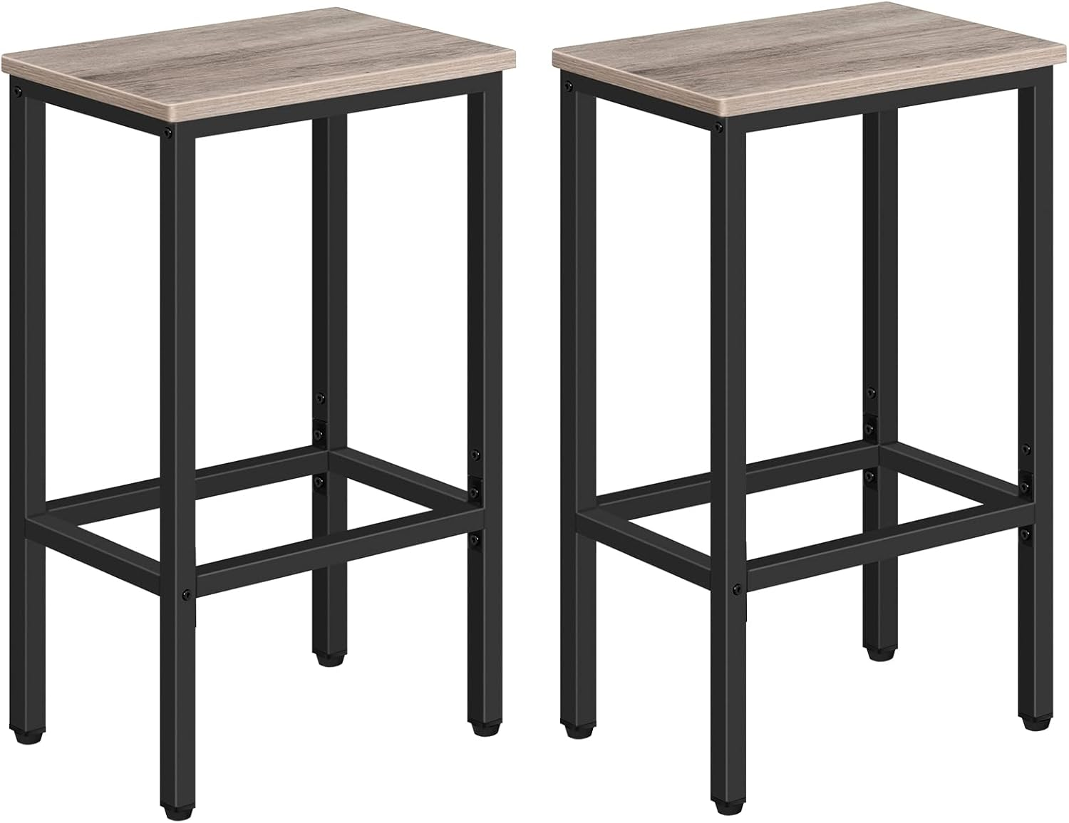 MAHANCRIS Bar Stools, Set of 2 Bar Stools, Kitchen Breakfast Bar Stools with Footstools, 65.5 Cm Dining Stool, Rectangular Industrial Bar Stools for Dining Room, Kitchen, Greige ABAHG0101Z image number 3