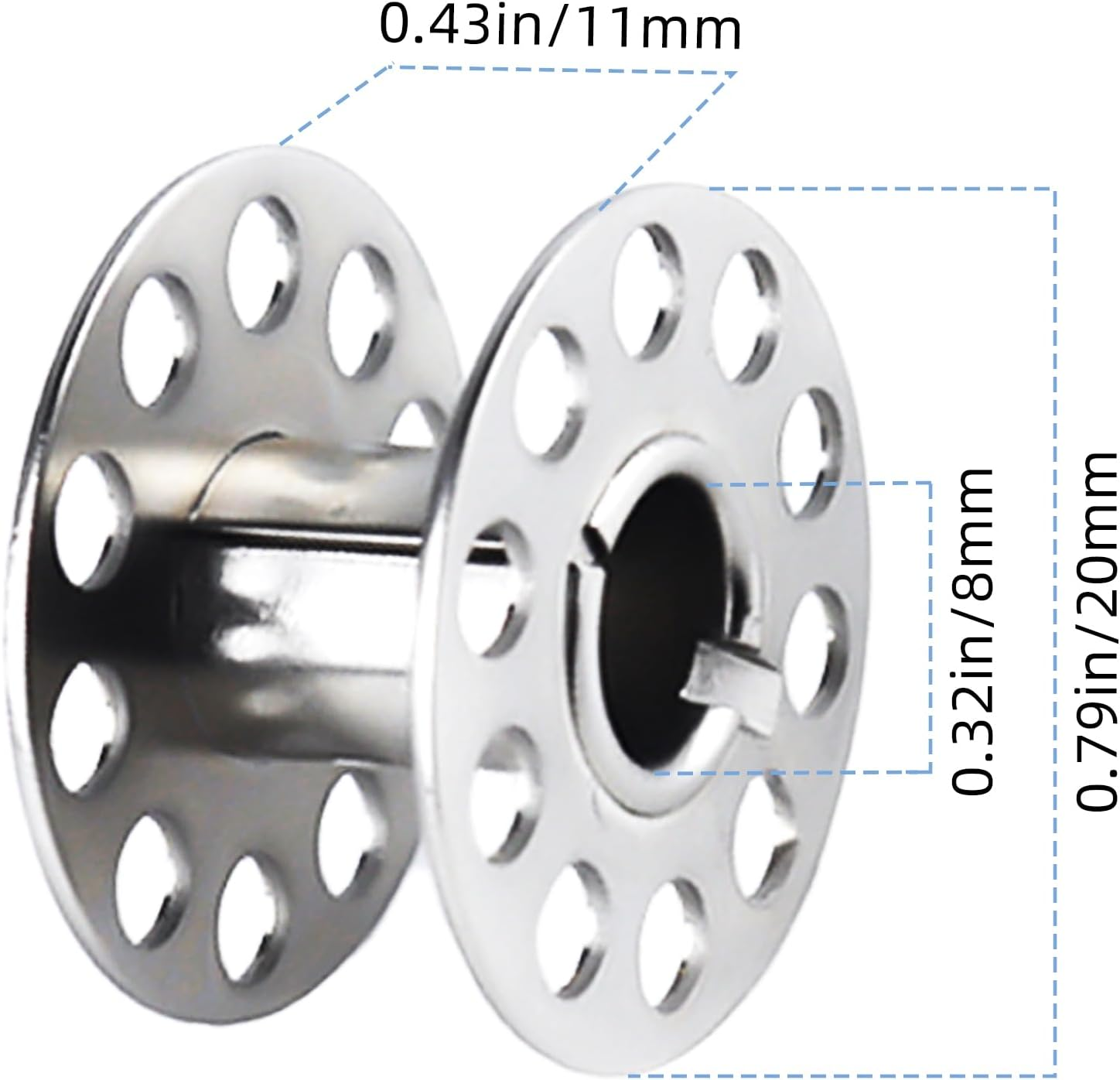25 Pcs Metal Bobbins,Sewing Machine Bobbins Sewing Machine Accessories with Storage Box Class 15 Bobbins,Suitable for Singer Brother Bernina Kenmore Elna Babyloc Sewing Machine (Silvery) image number 5