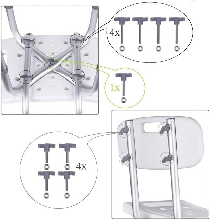 Shower Chair with Back Removable - Shower Chair Platform Anti-Slip Shower Bench, Adjustable Shower Seat for Seniors, Elderly, Handicap, Disabled, White image number 4