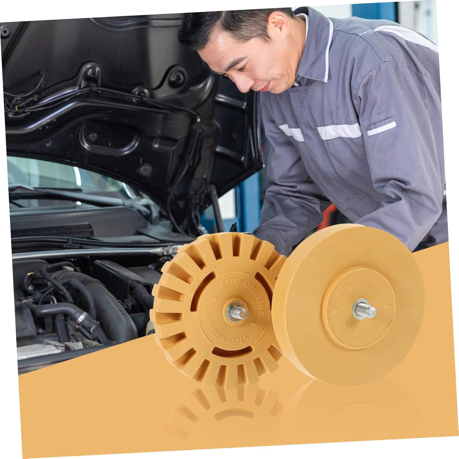 WATIIFUFU Eraser Wheel Decal Remover 2Pcs 100Mm 20Mm Rubber Sticker Remover Tool for Drill Car Adhesive Removal Automotive Detailing Supplies image number 5