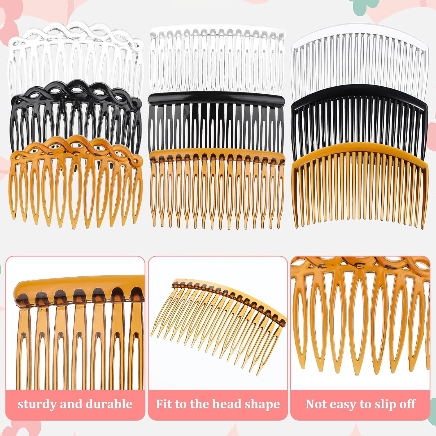 Pack of 18 French Side Combs Hair Combs for Women Plastic Hair Clip Combs Hair Twist Comb Hair Clips Sides for Fine Hair Straight Hair Vintage Decorative Comb Hair image number 3