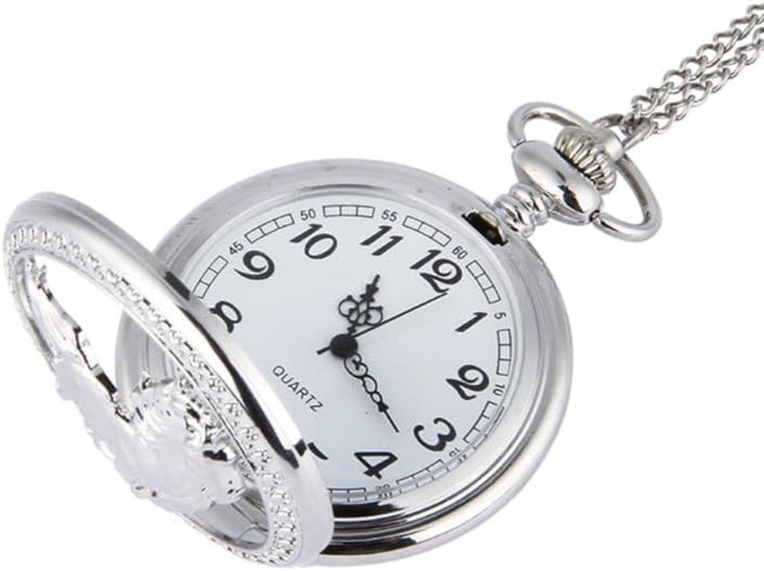 Gatuida Vintage Silver Pocket Watch with Chain, Creative Hanging Pendant for Decoration, Metal and Glass, and Women image number 1