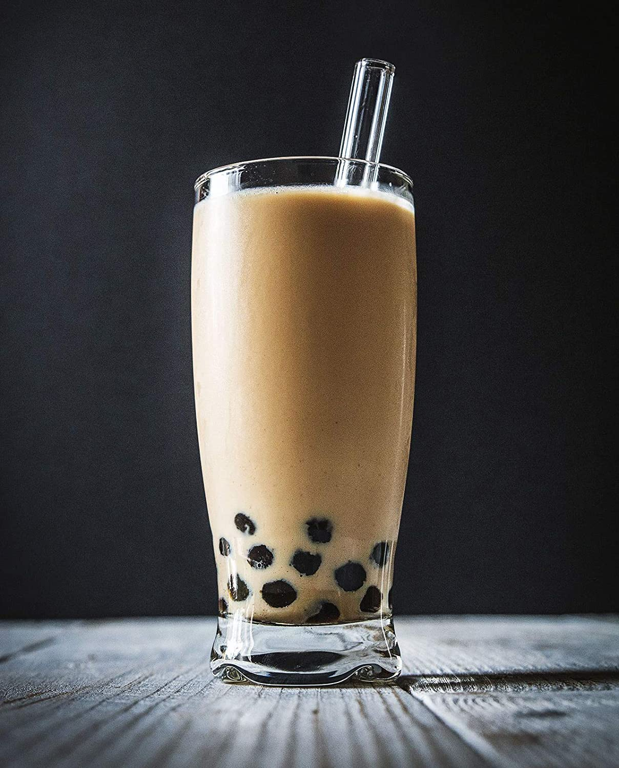 ALINK Glass Boba Straws, 14Mm Extra Wide Clear Straws for Smoothies, Bubble Tea, Pack of 4 with Carrying Case and 2 Cleaning Brush