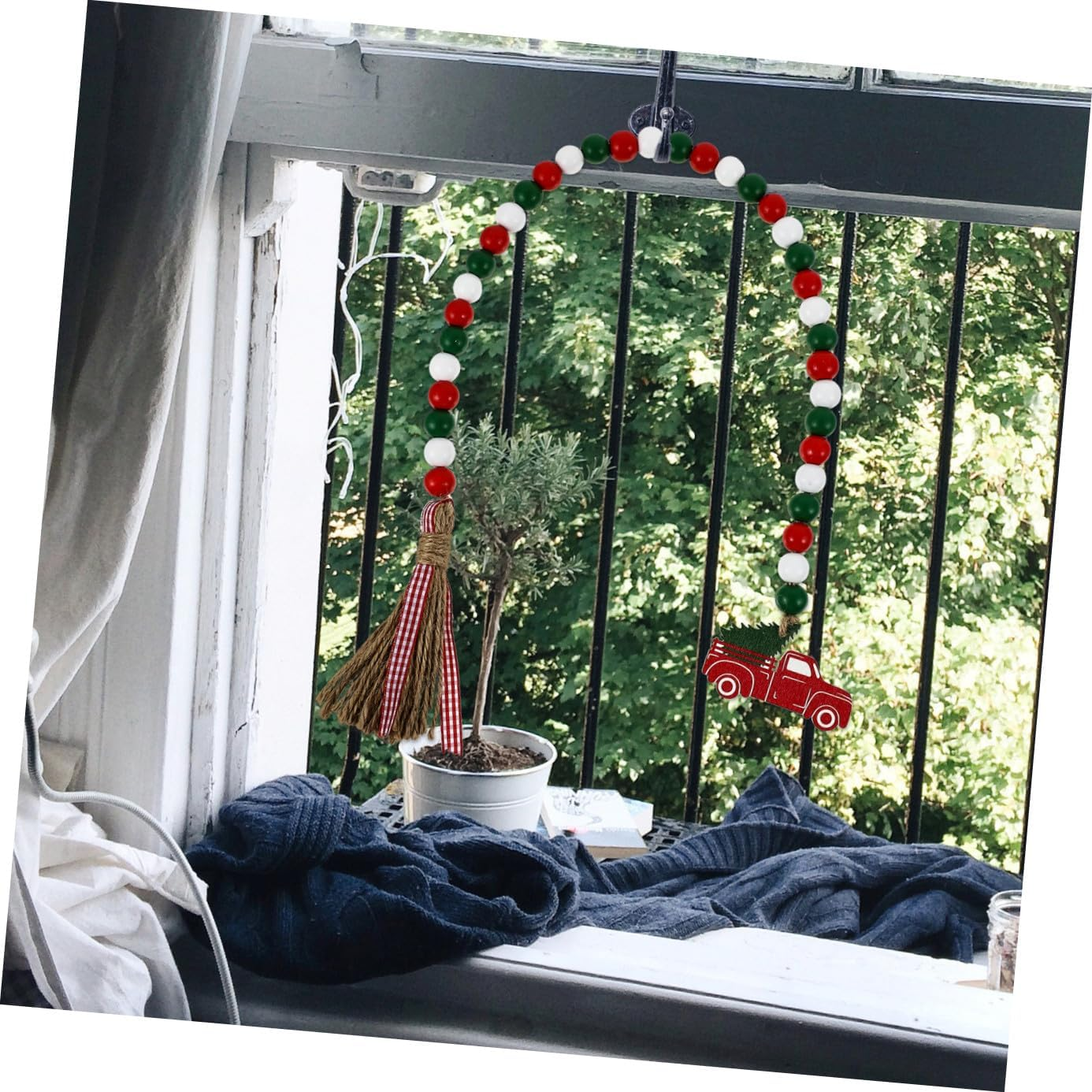 1Pc Christmas Bead Pendant Tassel Festive Home Decor for Xmas Easy to Install Versatile Hanging Adorn for Parties Restaurants and More image number 5