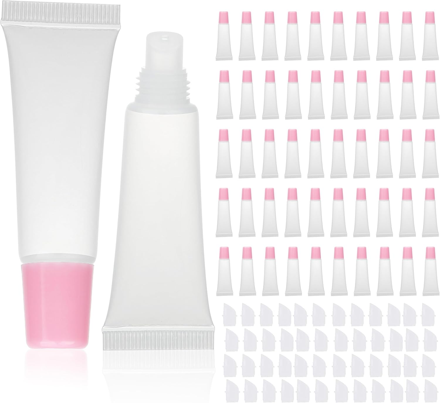 COSIDEA 50Pcs Empty Squeeze Lip Gloss Tube 10Ml / 0.33 OZ Soft Lipgloss Tubes Packing Container Wholesale in Bulk for Lip Oil, Pink