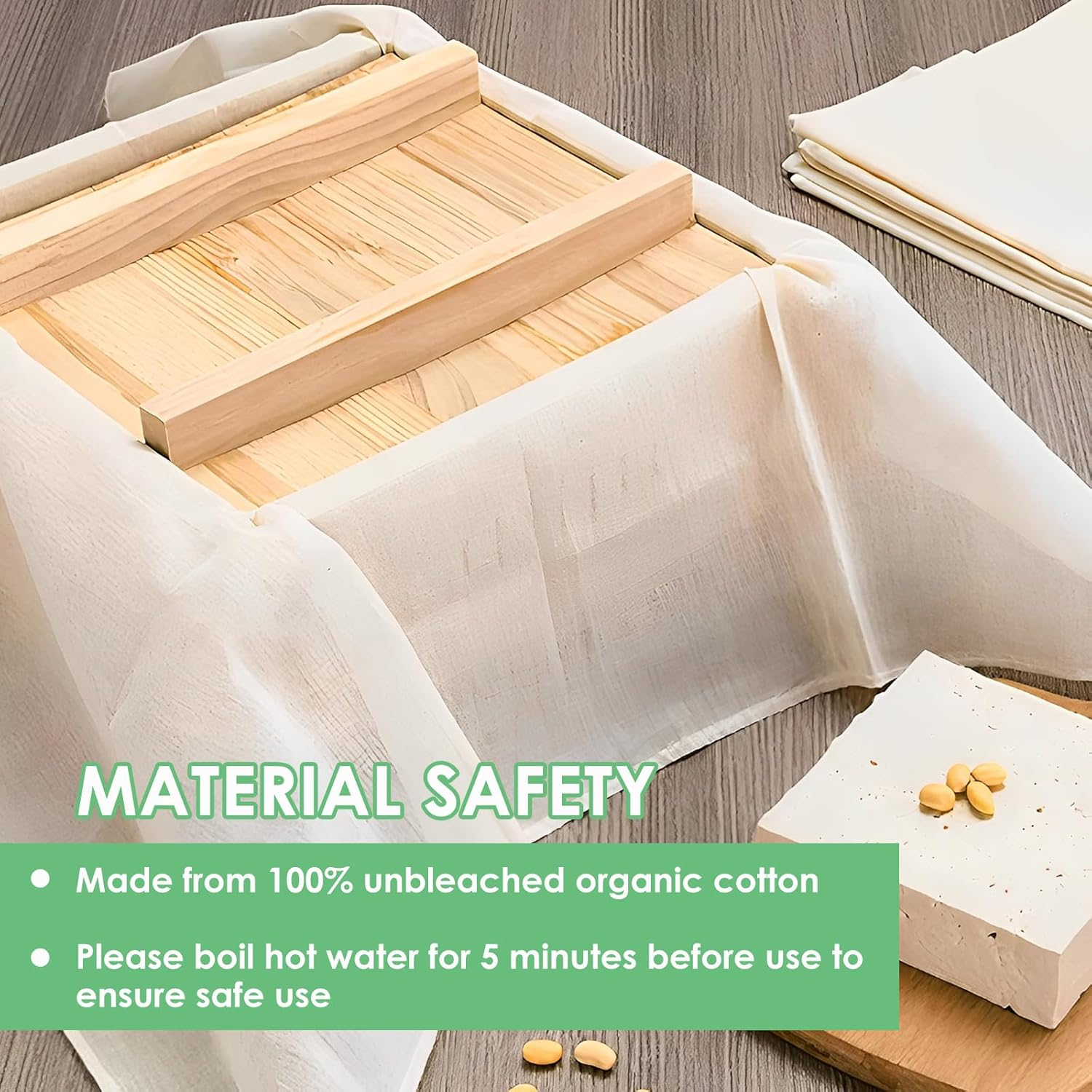 12Pcs Cheese Cloths Natural Unbleached Cotton Cheesecloth, 20 Inch Square Cheese Cloths Reusable Organic Cheesecloth Cotton Cloth Strainer for Coffee Brewing Juicing Straining Cheese Making image number 5