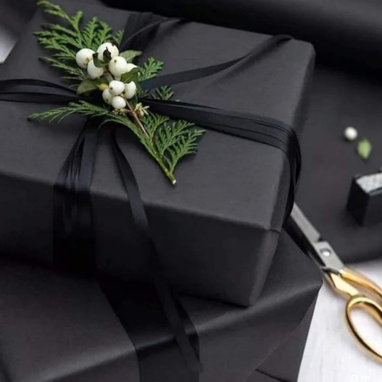 Hysgscwd 1.3 X 33 Ft Black Paper Rolls, Recycled Wrapping Paper for Drawing, Gift Wrapping, Bouquet Flower Wrapping, DIY Arts, Bulletin Board, Poster, Crafts Decor, Table Liners, Weddings Birthday image number 1